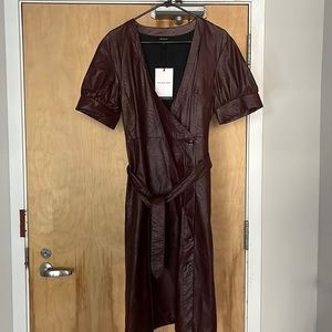 Burgundy Vegan Leather Dress